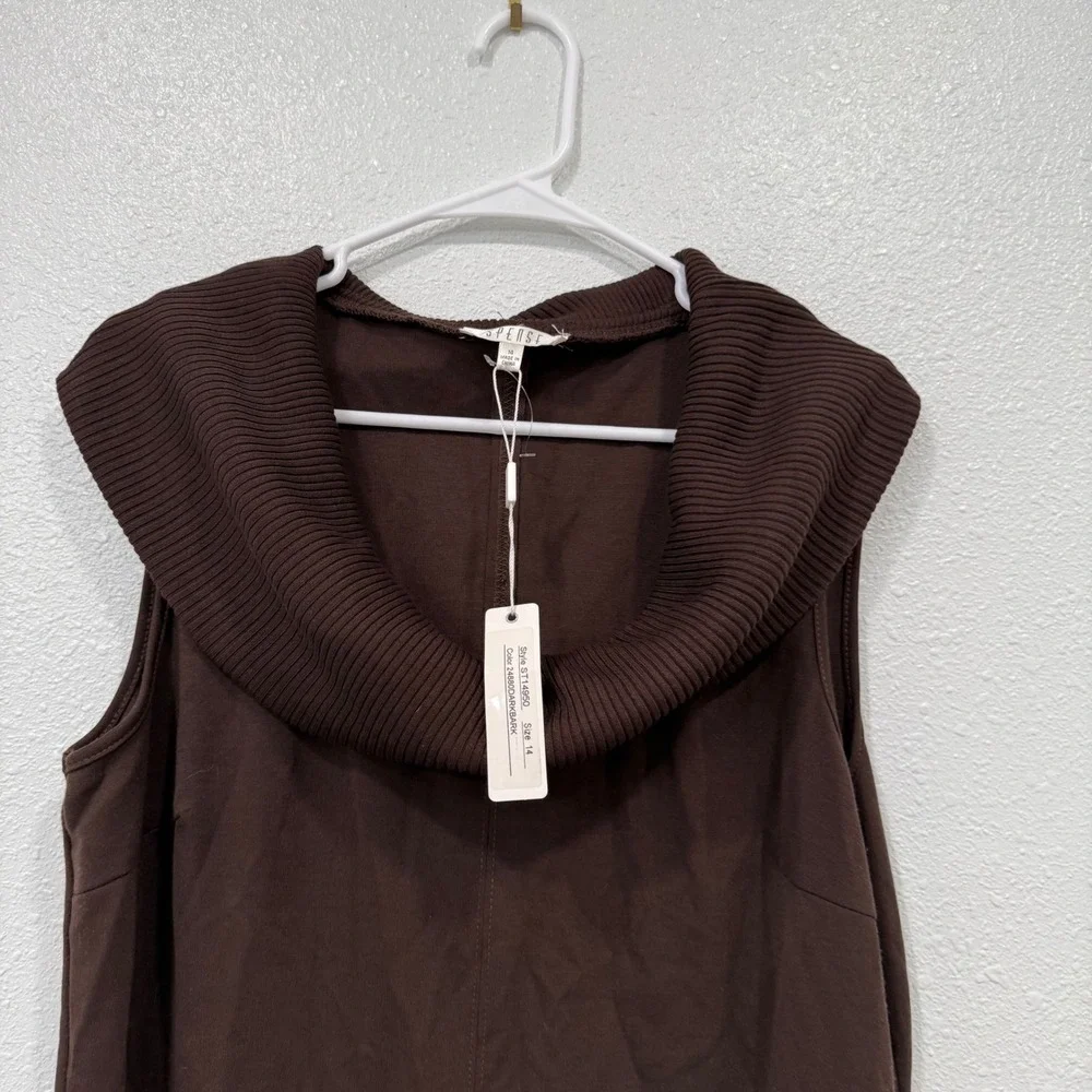 Spense Brown‎ Sleeveless Cowl Neck Dress Women's Size 14 New with Tags - Picture 2 of 6